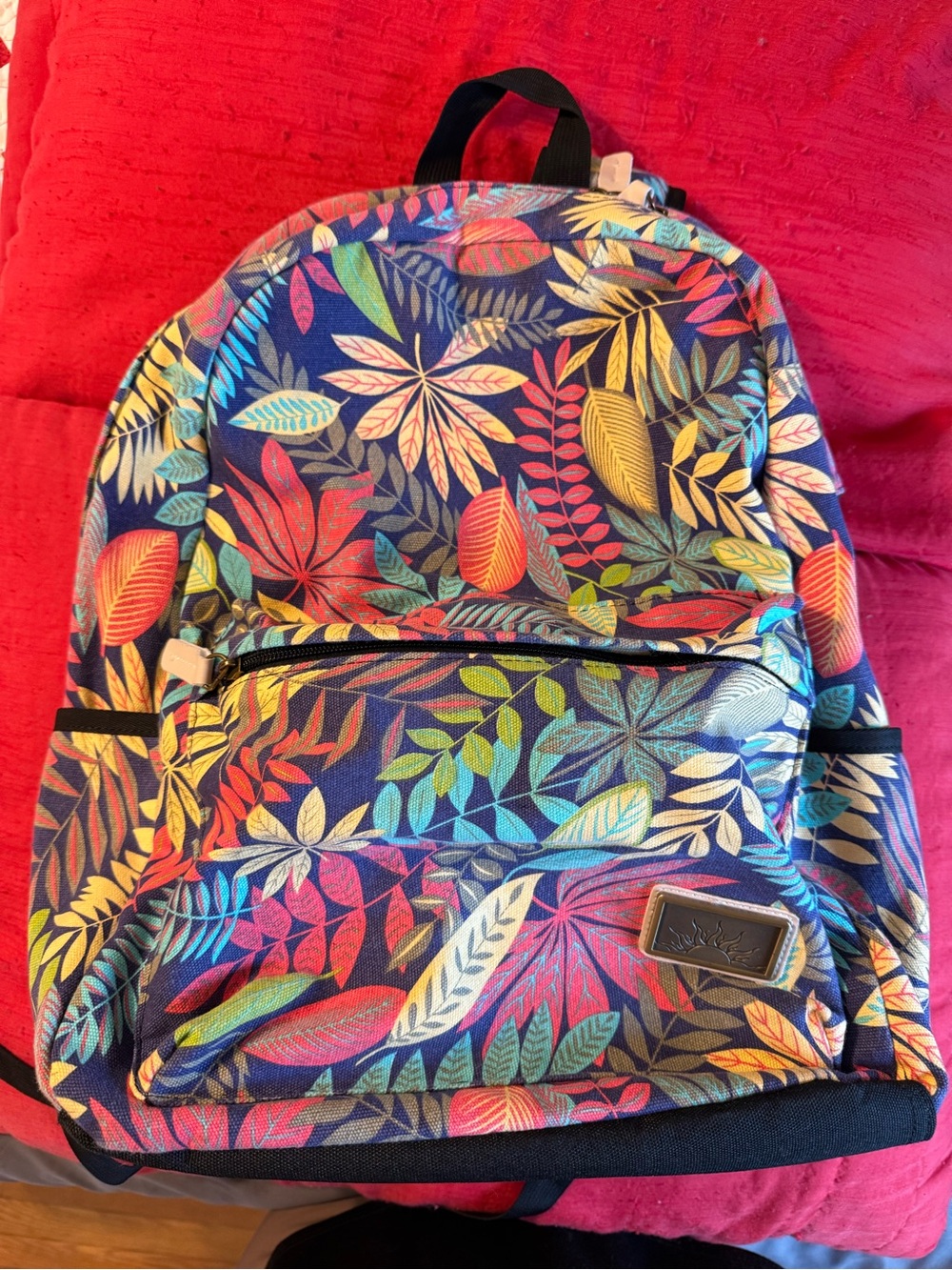 Colorful Tropical Leaf Print Backpack
